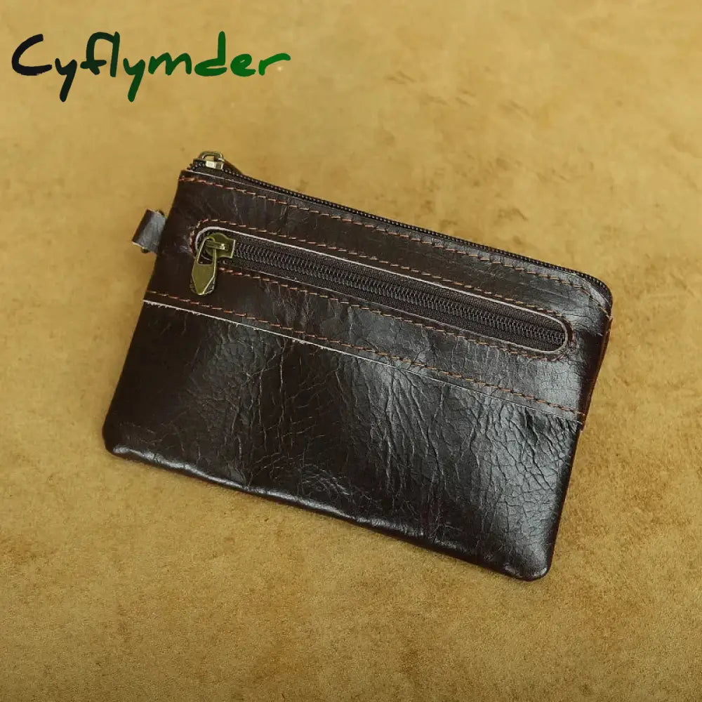 Cyflymder Genuine Leather Coin Purse for Men Women Mini Zipper Wallet Small Money Pocket Bag Female Money Wallets Men