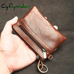 Cyflymder Genuine Leather Coin Purse for Men Women Mini Zipper Wallet Small Money Pocket Bag Female Money Wallets Men