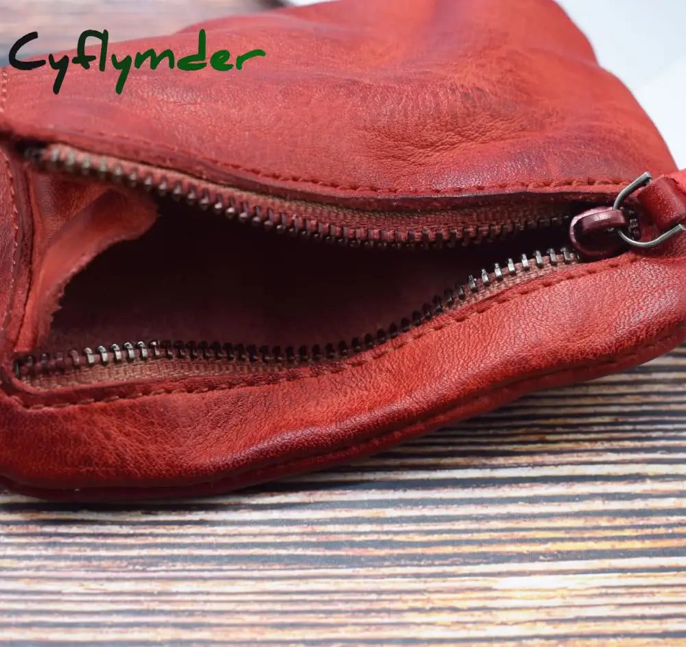 Cyflymder Genuine Leather Coin Purse Men Vintage Original Leather Handmade Small Mini Wallet Card Holder Money Bag