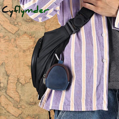 Cyflymder Genuine Leather Coin Purse With Hiking Buckle Change For Headphones Sd Memory Card Camera