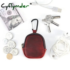 Cyflymder Genuine Leather Coin Purse With Hiking Buckle Change For Headphones Sd Memory Card Camera