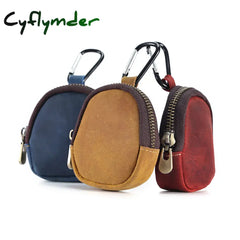 Cyflymder Genuine Leather Coin Purse With Hiking Buckle Change For Headphones Sd Memory Card Camera