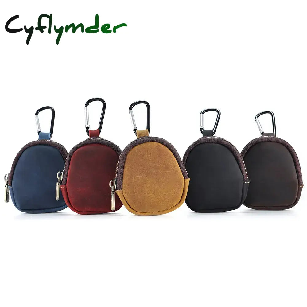 Cyflymder Genuine Leather Coin Purse With Hiking Buckle Change For Headphones Sd Memory Card Camera