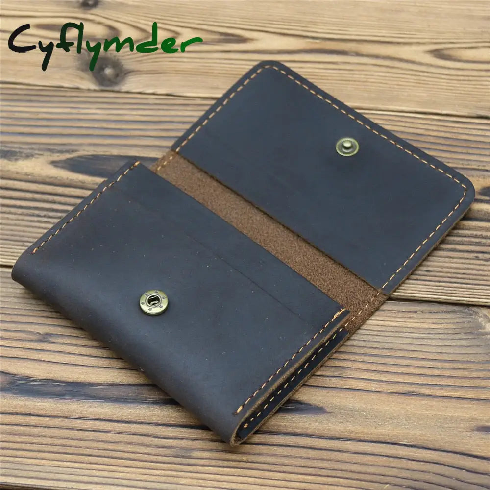 Cyflymder Genuine Leather Credit Card Holder New Arrival Vintage Men Small Wallet Money Bag Id Case