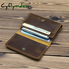 Cyflymder Genuine Leather Credit Card Holder New Arrival Vintage Men Small Wallet Money Bag Id Case