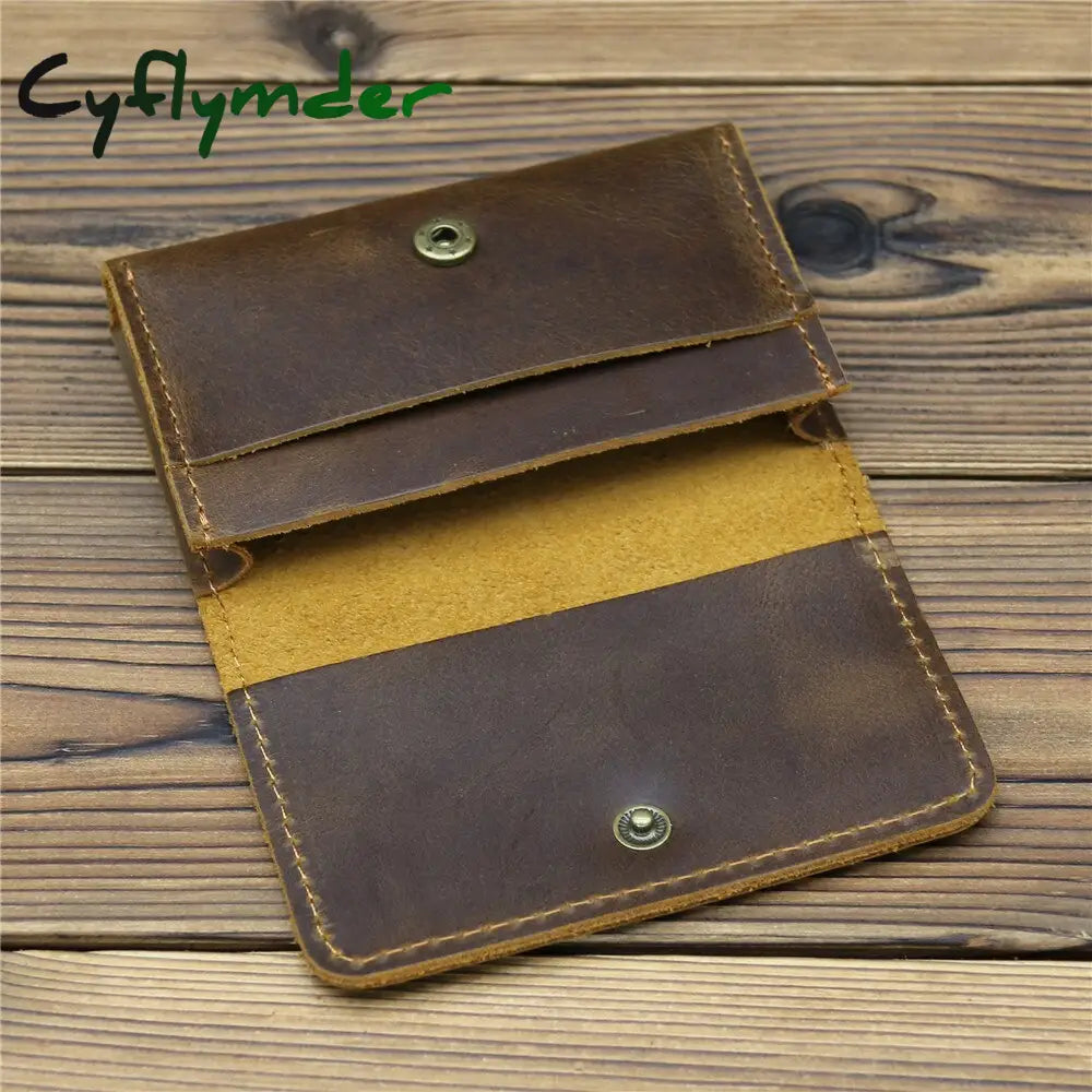 Cyflymder Genuine Leather Credit Card Holder New Arrival Vintage Men Small Wallet Money Bag Id Case