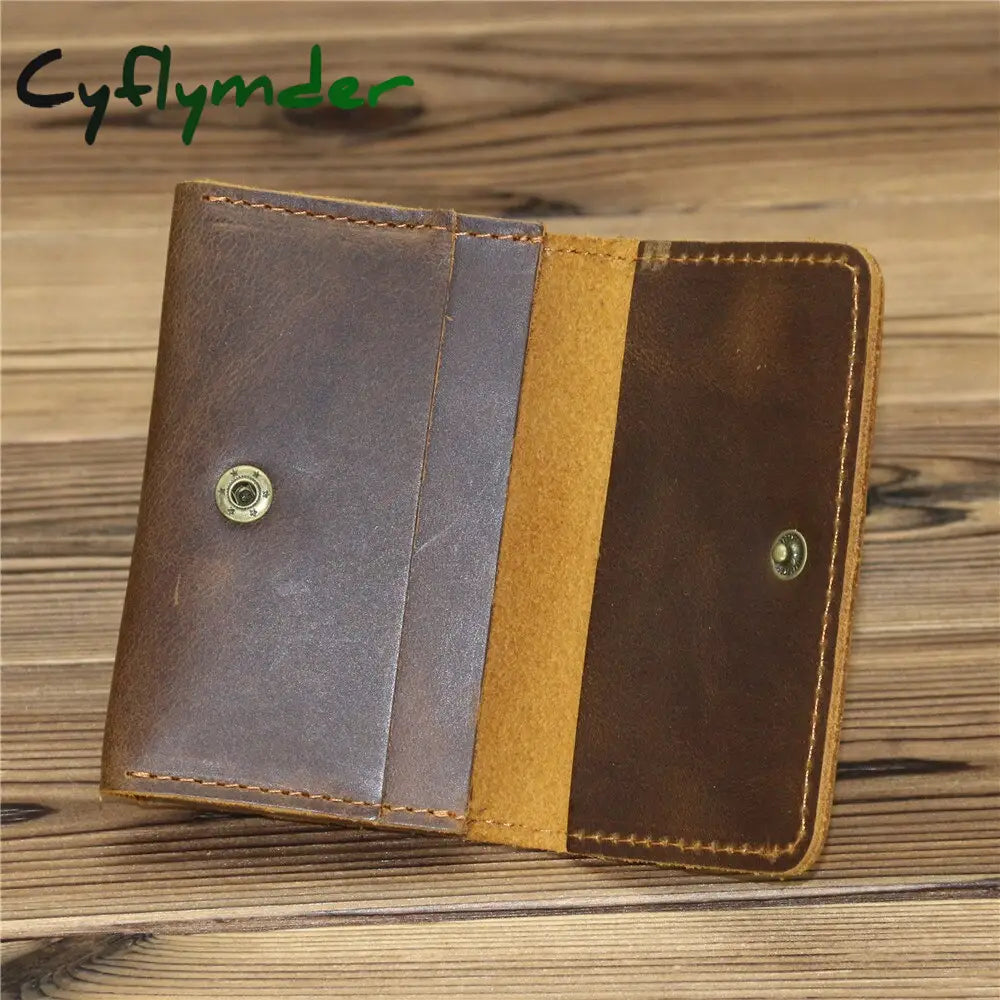 Cyflymder Genuine Leather Credit Card Holder New Arrival Vintage Men Small Wallet Money Bag Id Case