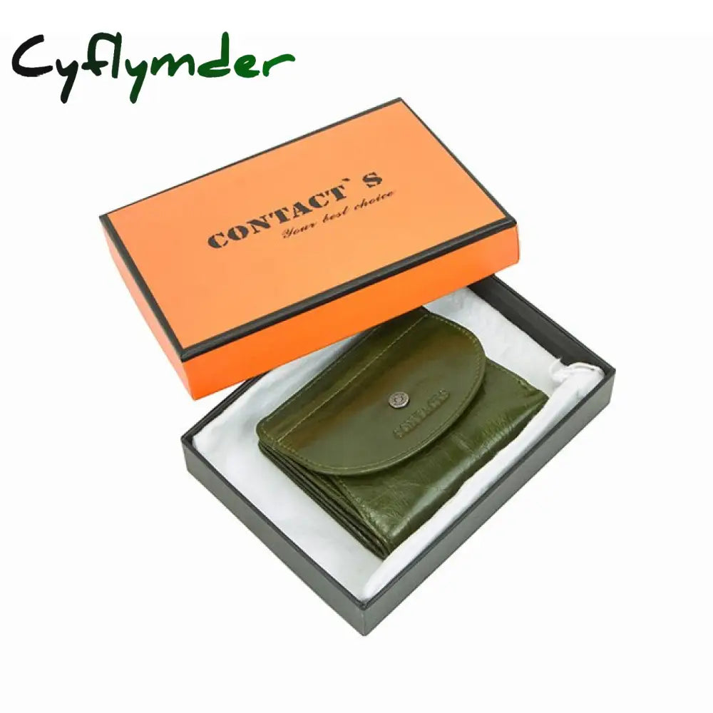 Cyflymder Genuine Leather Fashion Small Wallet Women Female Coin Purse Short Rfid Card Holder