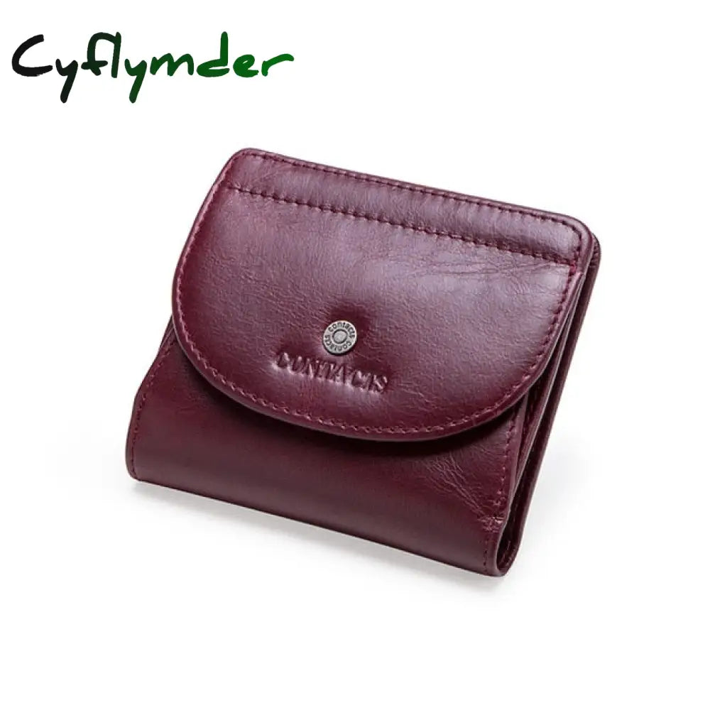 Cyflymder Genuine Leather Fashion Small Wallet Women Female Coin Purse Short Rfid Card Holder