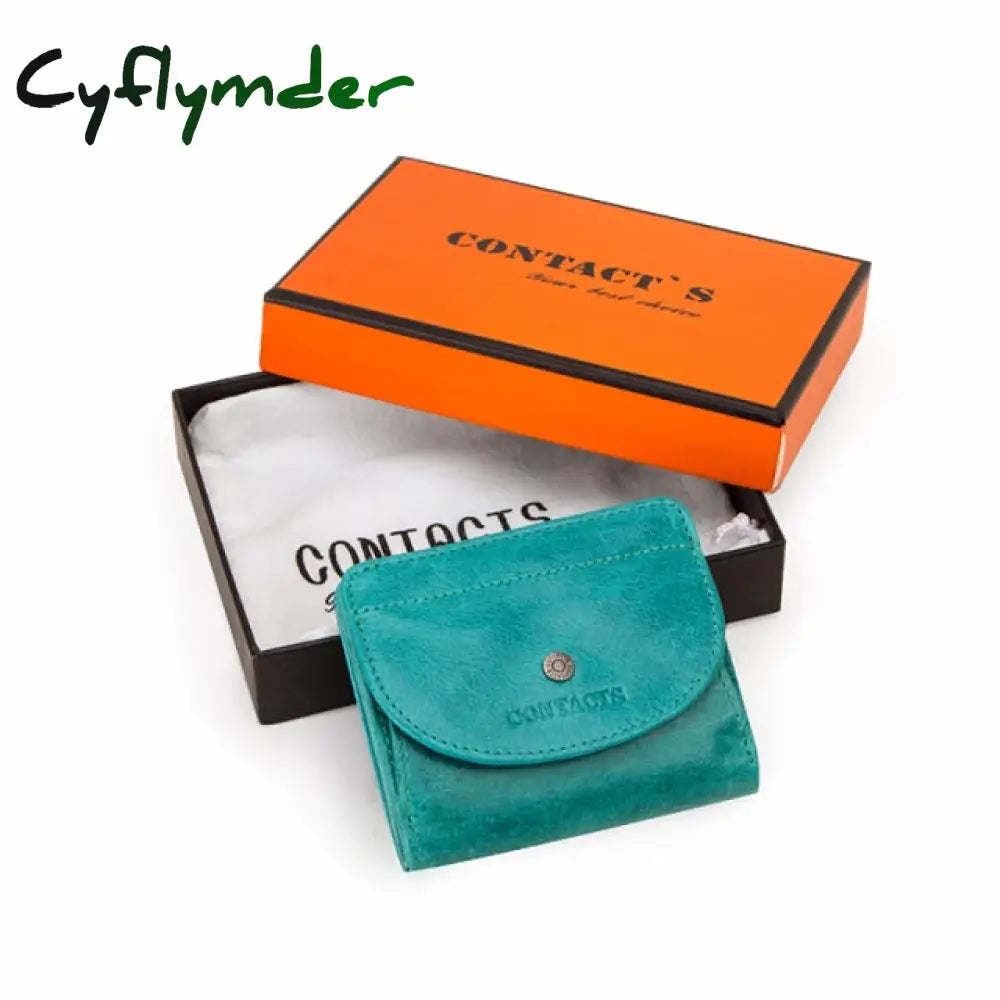 Cyflymder Genuine Leather Fashion Small Wallet Women Female Coin Purse Short Rfid Card Holder