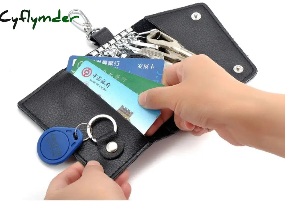 Cyflymder Genuine Leather Keychain Men Women Key Holder Organizer Pouch Cow Split Car Bag Wallet