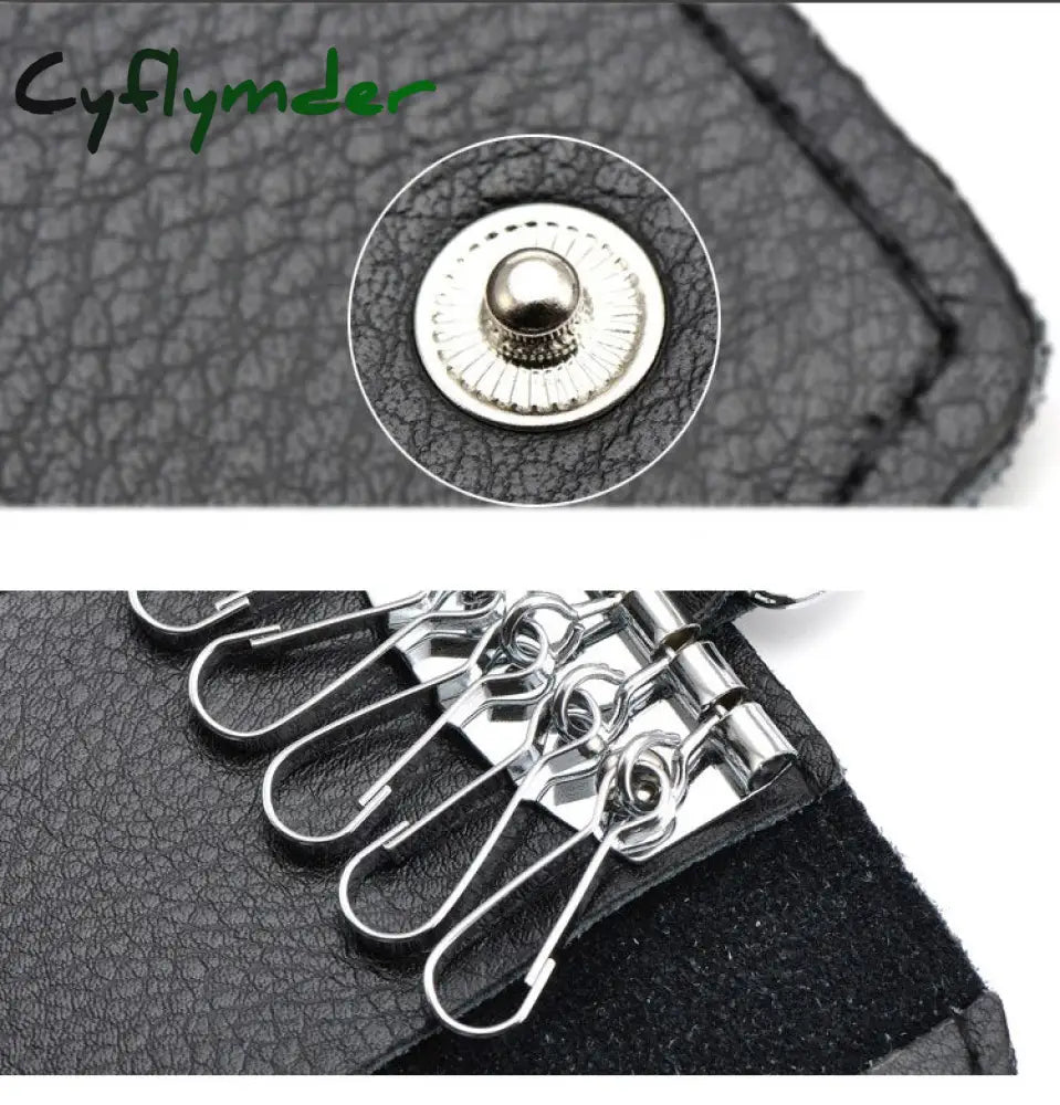 Cyflymder Genuine Leather Keychain Men Women Key Holder Organizer Pouch Cow Split Car Bag Wallet