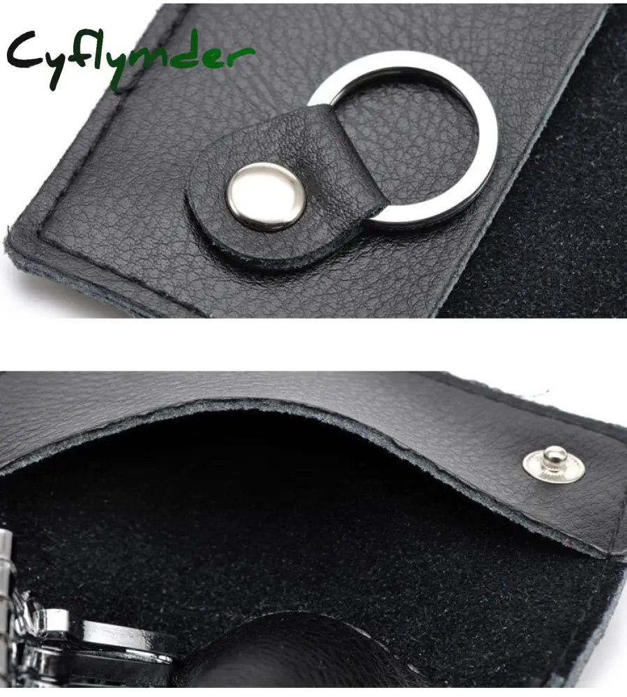 Cyflymder Genuine Leather Keychain Men Women Key Holder Organizer Pouch Cow Split Car Bag Wallet