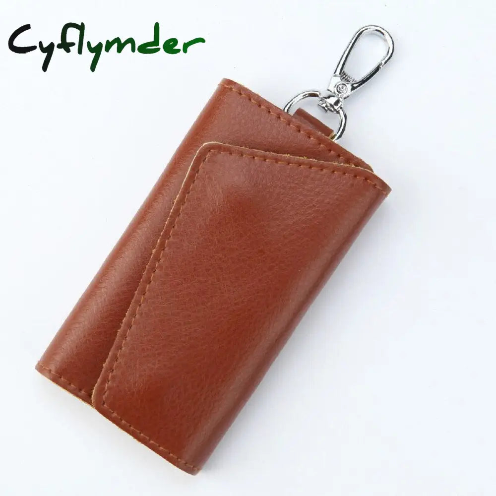 Cyflymder Genuine Leather Keychain Men Women Key Holder Organizer Pouch Cow Split Car Bag Wallet