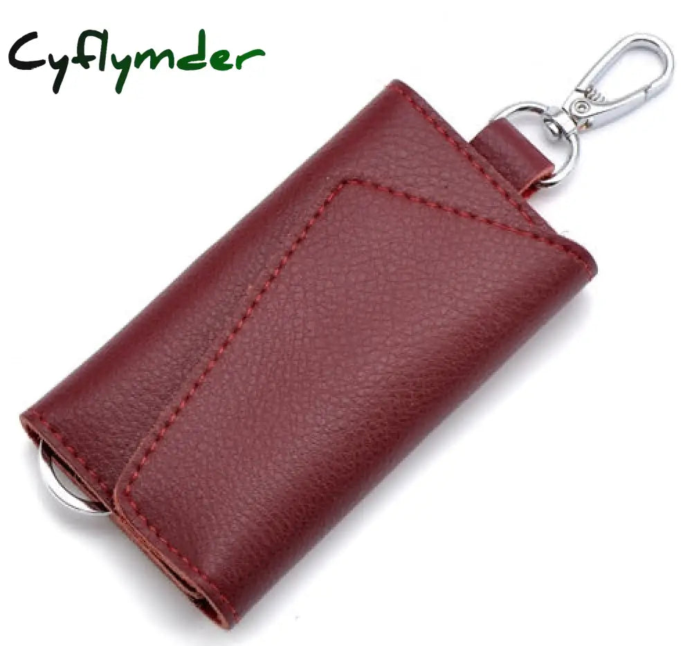 Cyflymder Genuine Leather Keychain Men Women Key Holder Organizer Pouch Cow Split Car Bag Wallet