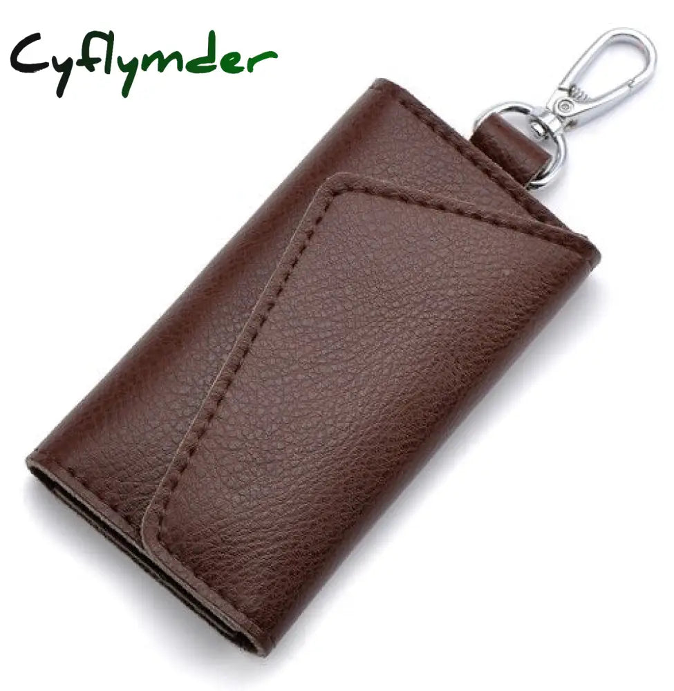 Cyflymder Genuine Leather Keychain Men Women Key Holder Organizer Pouch Cow Split Car Bag Wallet