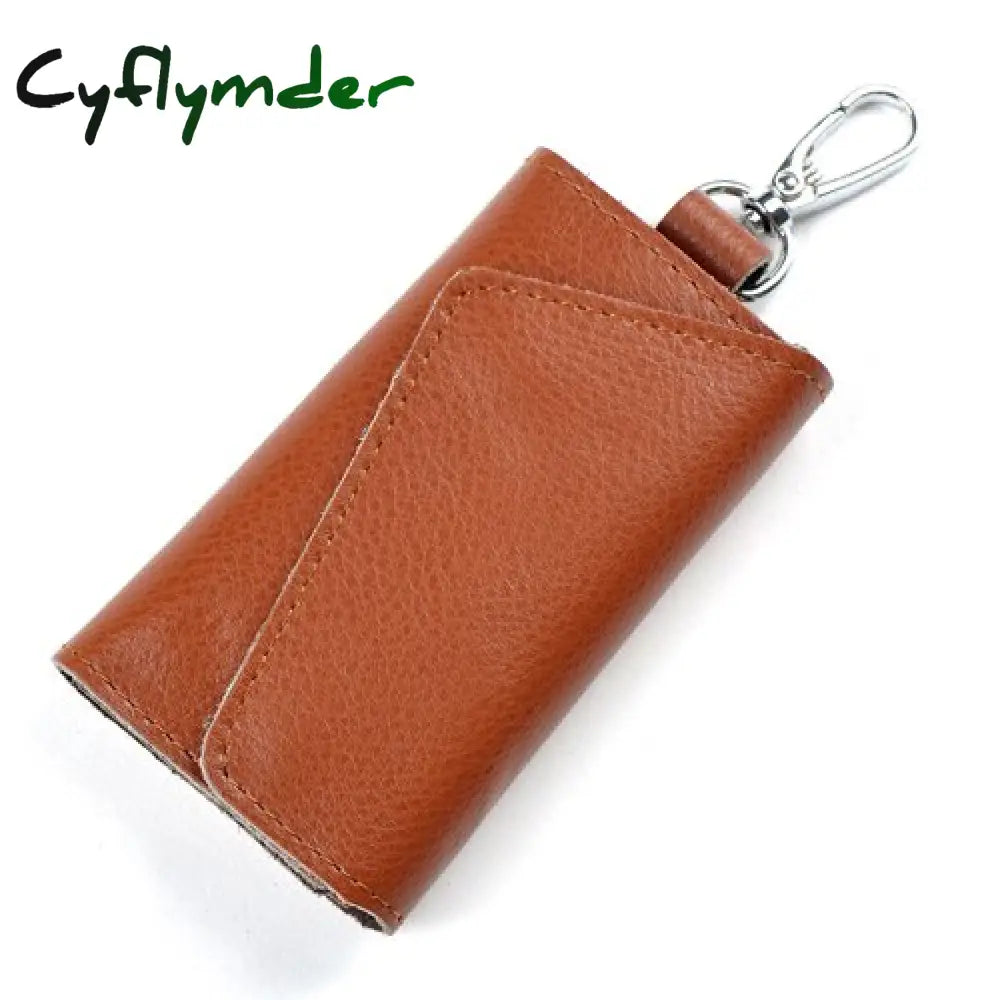 Cyflymder Genuine Leather Keychain Men Women Key Holder Organizer Pouch Cow Split Car Bag Wallet