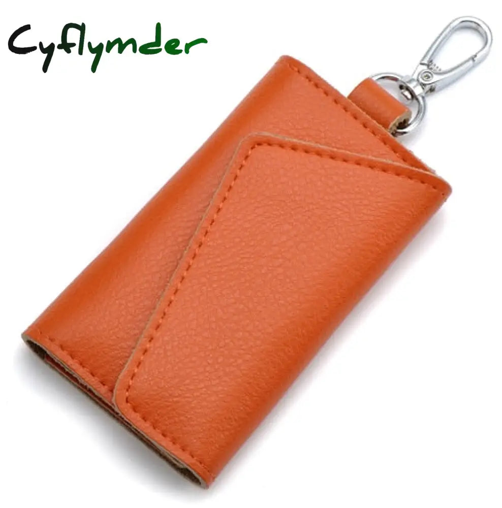 Cyflymder Genuine Leather Keychain Men Women Key Holder Organizer Pouch Cow Split Car Bag Wallet