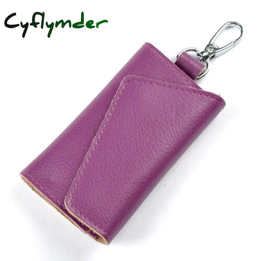 Cyflymder Genuine Leather Keychain Men Women Key Holder Organizer Pouch Cow Split Car Bag Wallet