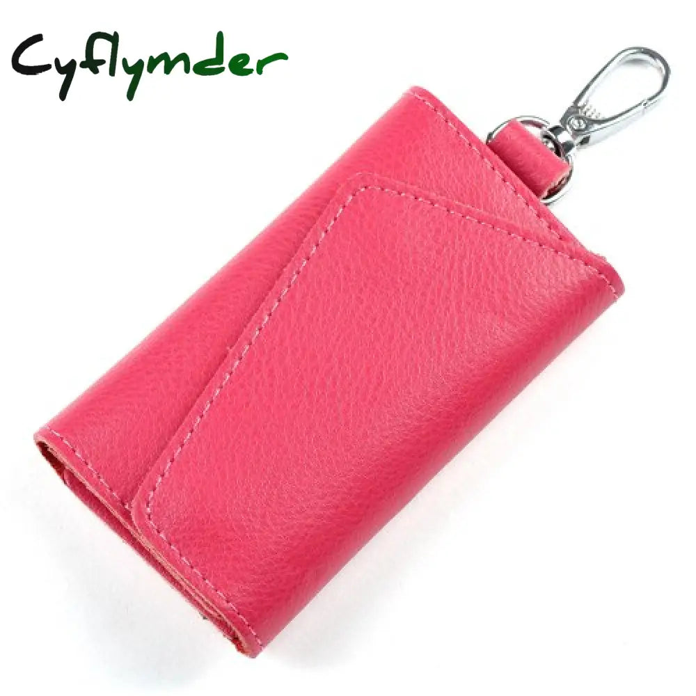 Cyflymder Genuine Leather Keychain Men Women Key Holder Organizer Pouch Cow Split Car Bag Wallet