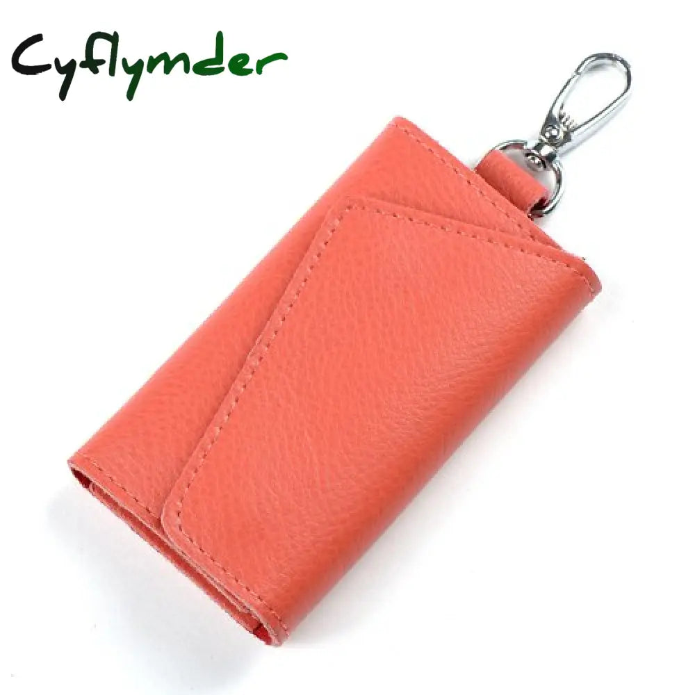 Cyflymder Genuine Leather Keychain Men Women Key Holder Organizer Pouch Cow Split Car Bag Wallet