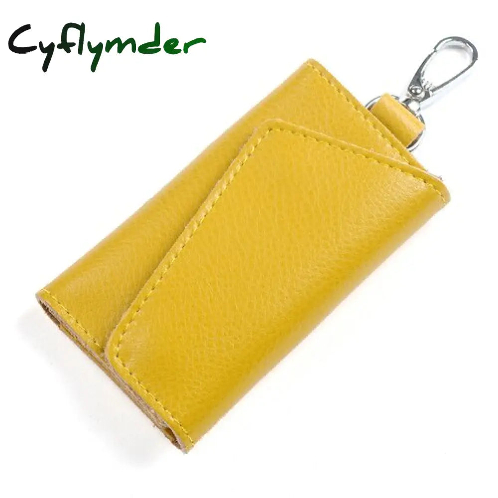 Cyflymder Genuine Leather Keychain Men Women Key Holder Organizer Pouch Cow Split Car Bag Wallet