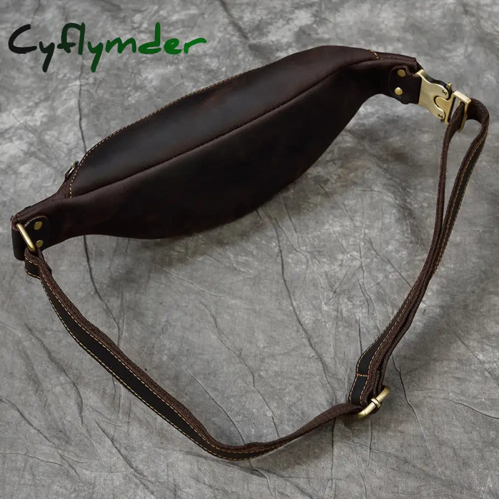 Cyflymder Genuine Leather Men Bag Waist Genuine Cow Leather Vintage Small Fanny Pack Male Chest