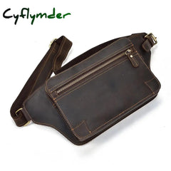 Cyflymder Genuine Leather Men Bag Waist Genuine Cow Leather Vintage Small Fanny Pack Male Chest