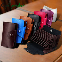 Cyflymder Genuine Leather Men Business Card Holder Wallet 15 Bits Case Bank Credit Id Holders Women