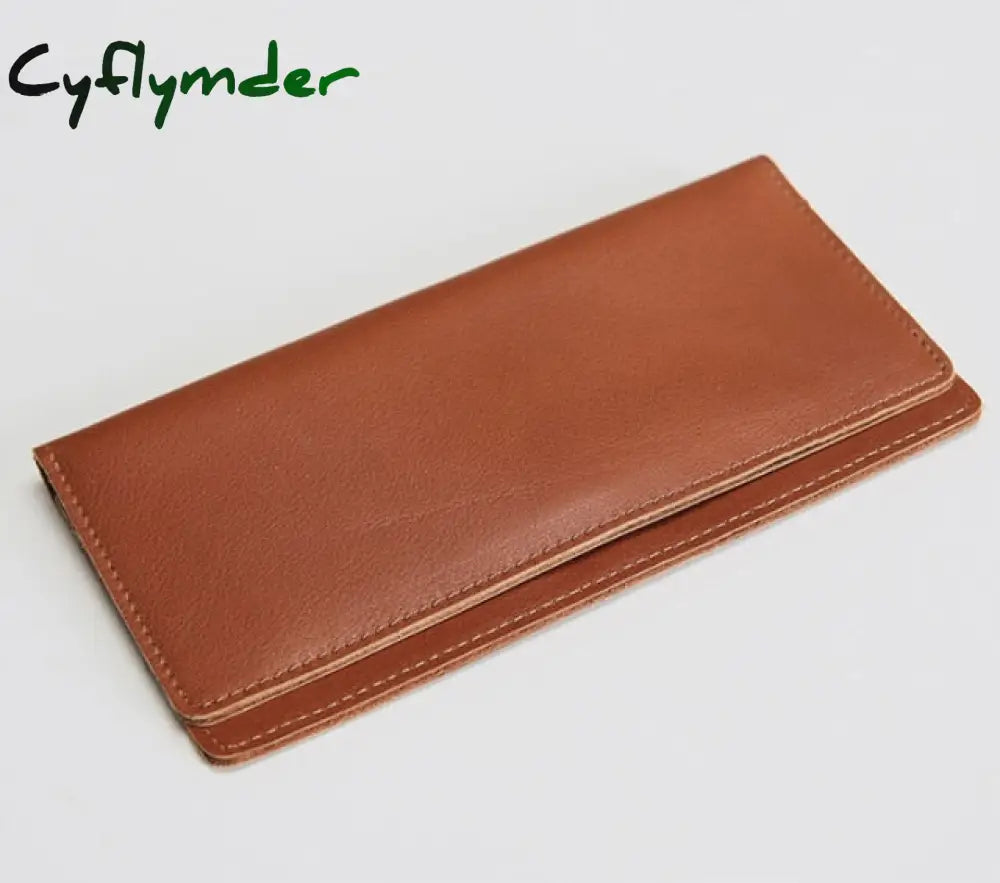 Cyflymder Genuine Leather Men Wallet Crazy Horse Cowhide Vintage Handmade Long Slim Thin Men’s