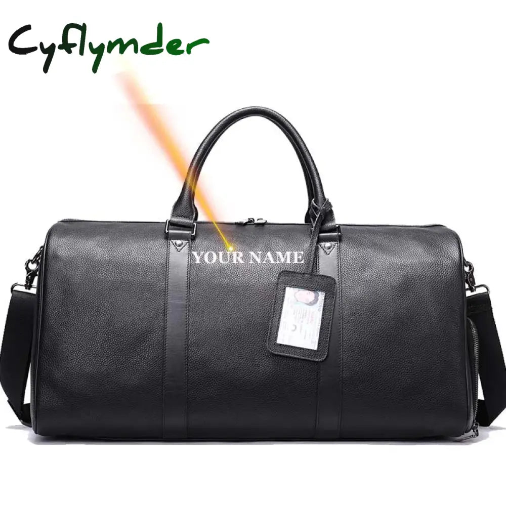 Cyflymder Genuine Leather Men Women Travel Bag Real Carry-On Hand Luggage Bags Shoulder Big Totes