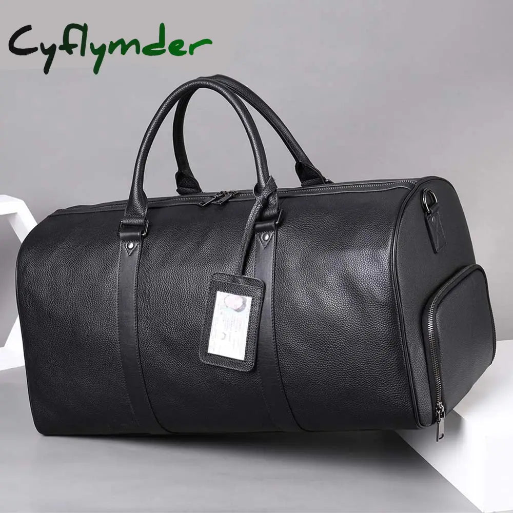 Cyflymder Genuine Leather Men Women Travel Bag Real Carry-On Hand Luggage Bags Shoulder Big Totes