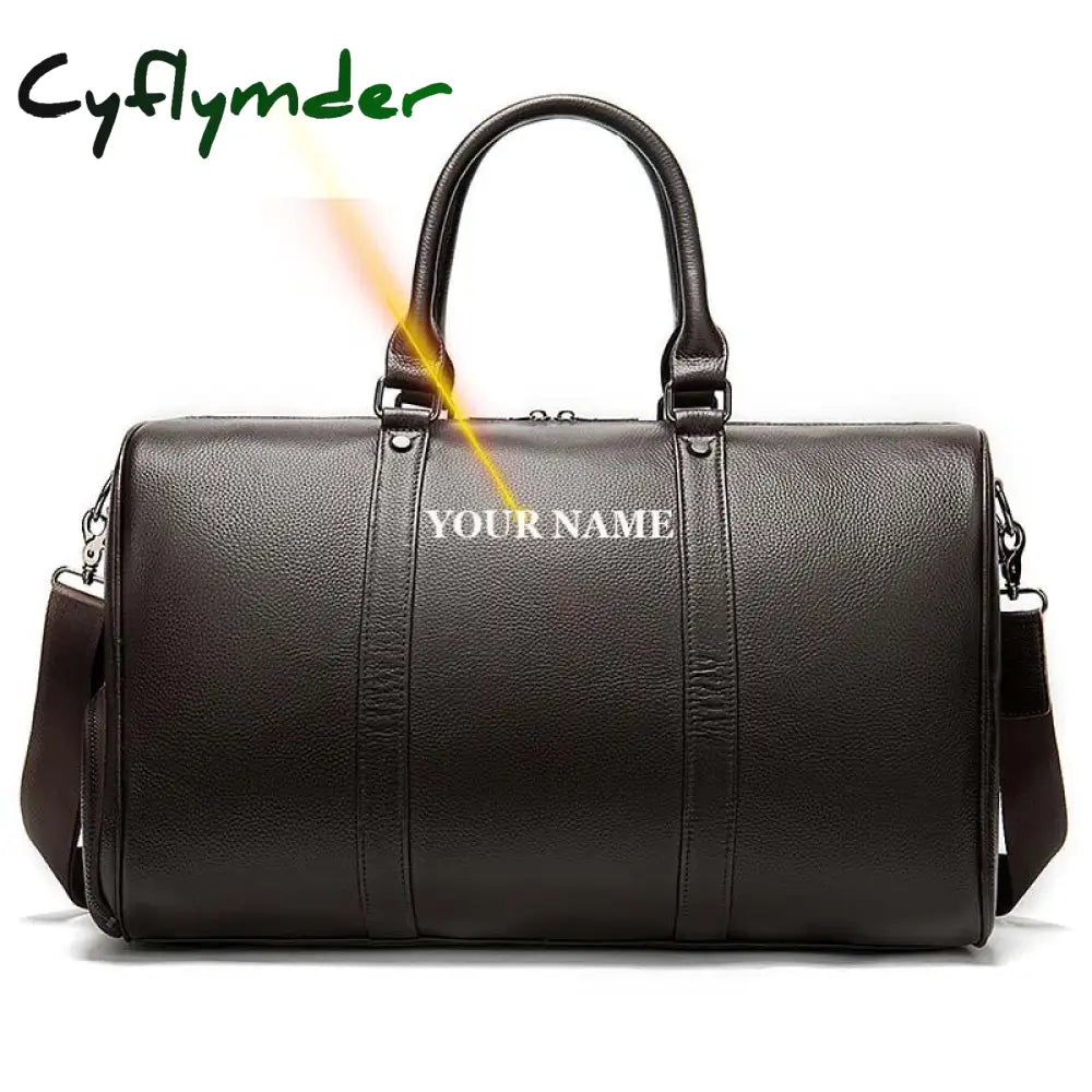 Cyflymder Genuine Leather Men Women Travel Bag Real Carry-On Hand Luggage Bags Shoulder Big Totes