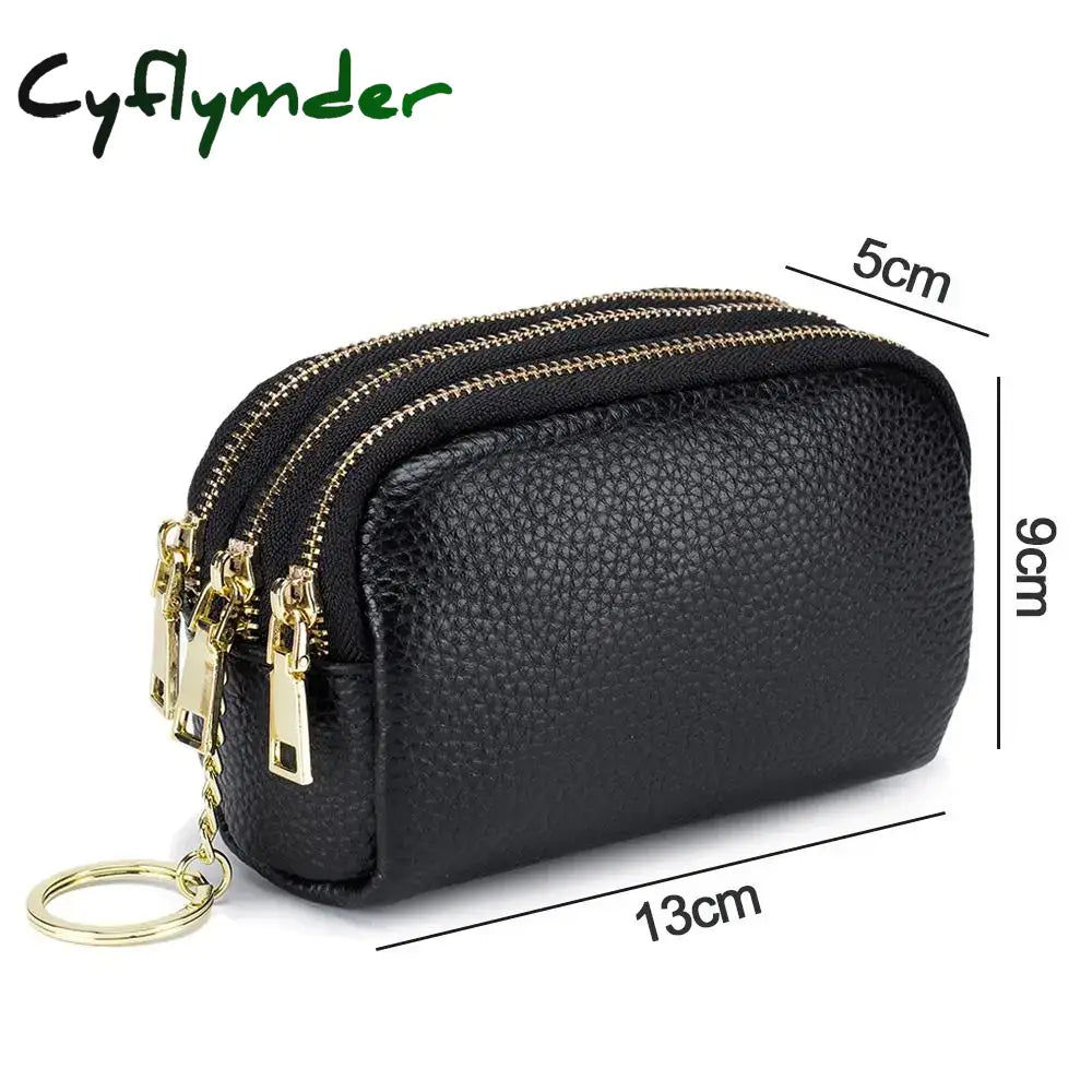 Cyflymder Genuine Leather Mini Pocket Zipper Small Money Bag Female Wallet Women Wallet Purse Short Card Coin Key