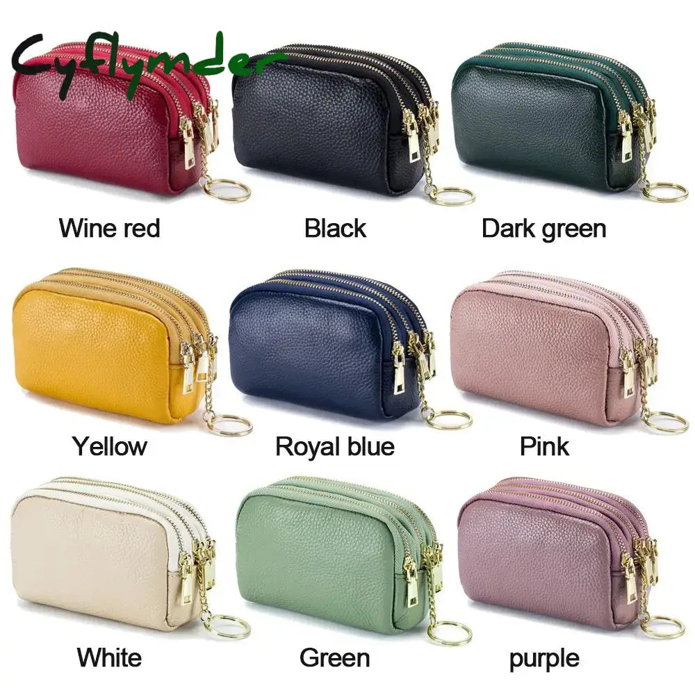 Cyflymder Genuine Leather Mini Pocket Zipper Small Money Bag Female Wallet Women Wallet Purse Short Card Coin Key