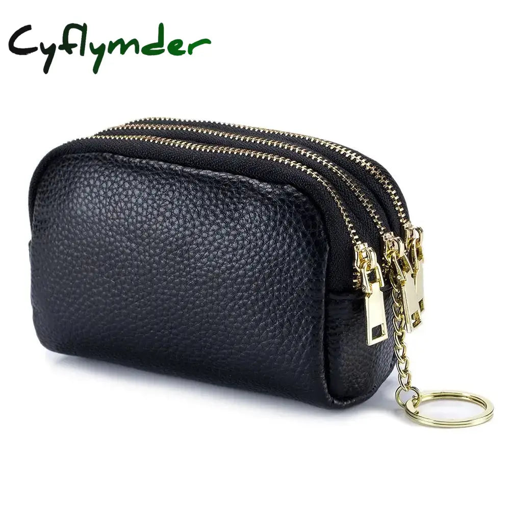 Cyflymder Genuine Leather Mini Pocket Zipper Small Money Bag Female Wallet Women Wallet Purse Short Card Coin Key