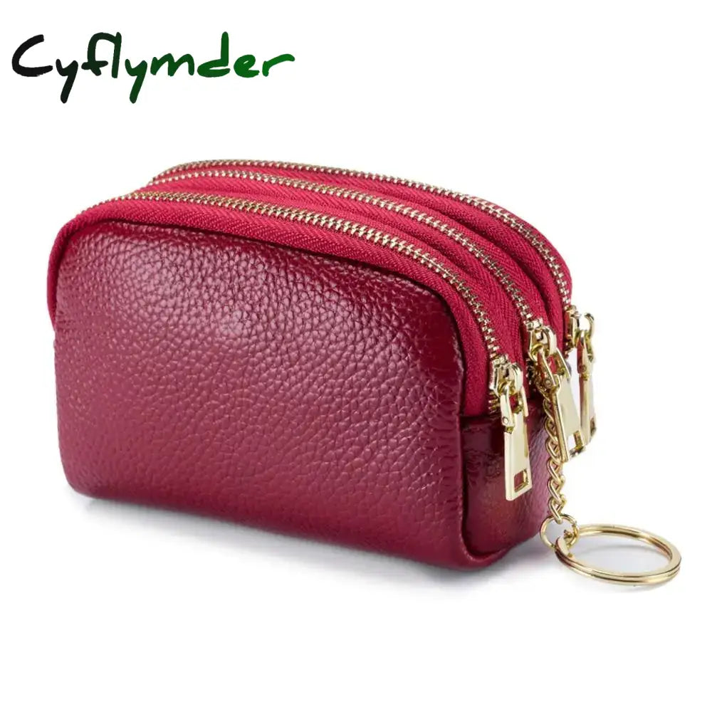 Cyflymder Genuine Leather Mini Pocket Zipper Small Money Bag Female Wallet Women Wallet Purse Short Card Coin Key