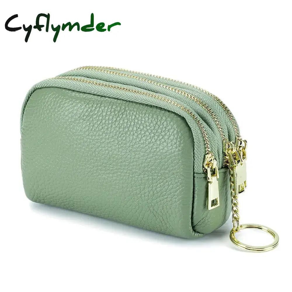 Cyflymder Genuine Leather Mini Pocket Zipper Small Money Bag Female Wallet Women Wallet Purse Short Card Coin Key
