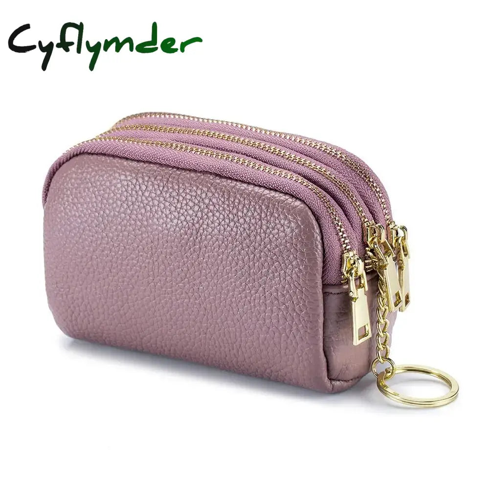 Cyflymder Genuine Leather Mini Pocket Zipper Small Money Bag Female Wallet Women Wallet Purse Short Card Coin Key