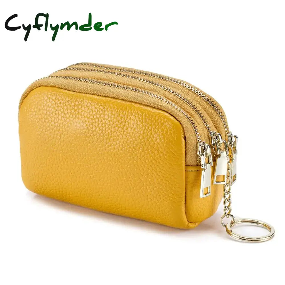 Cyflymder Genuine Leather Mini Pocket Zipper Small Money Bag Female Wallet Women Wallet Purse Short Card Coin Key