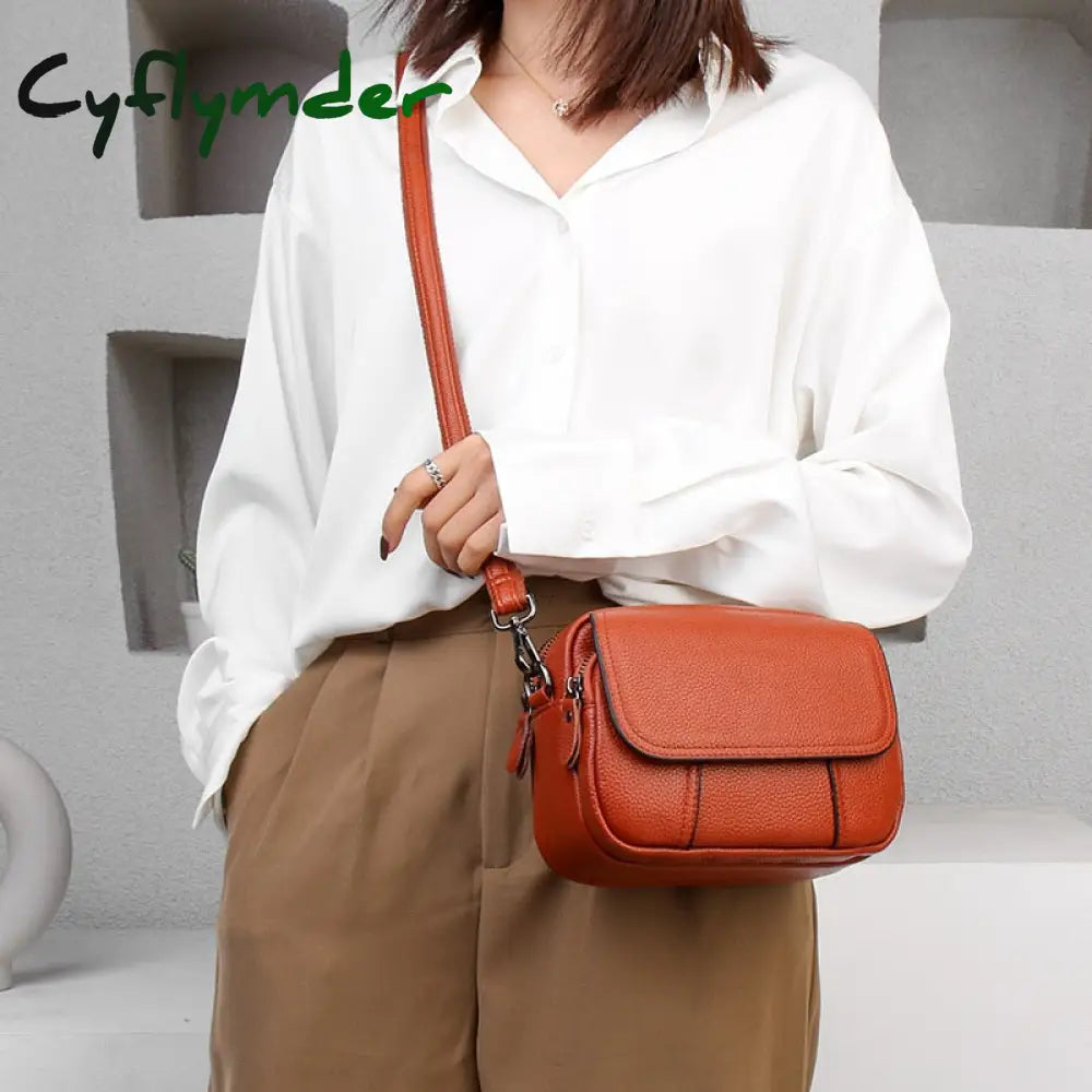 Cyflymder Genuine Leather Real Cowhide Women’s Casual Fashion Bag Women Messenger Small Shoulder