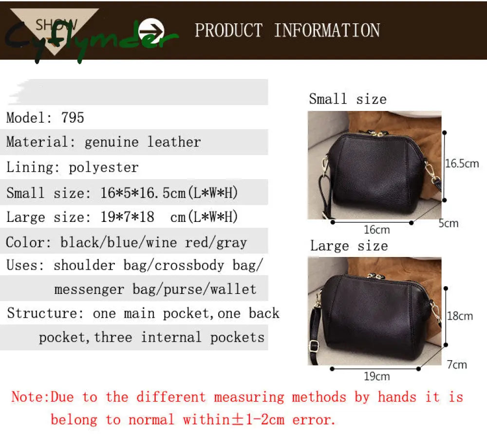 Cyflymder Genuine Leather Shoulder Bags For Women Luxury Handbag Fashion Ladies Shopping Totes