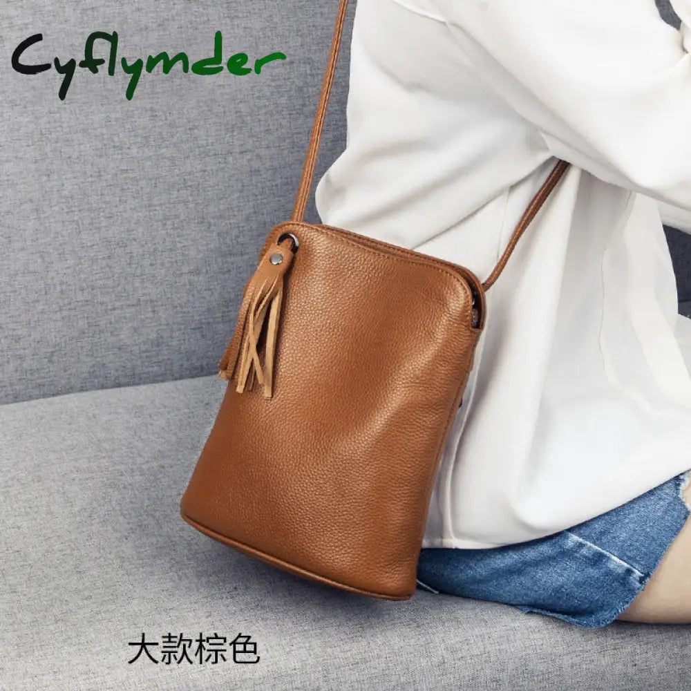 Cyflymder Genuine Leather Tassel Shoulder Bag Women Luxury Purse Ladies Small Crossbody Bags