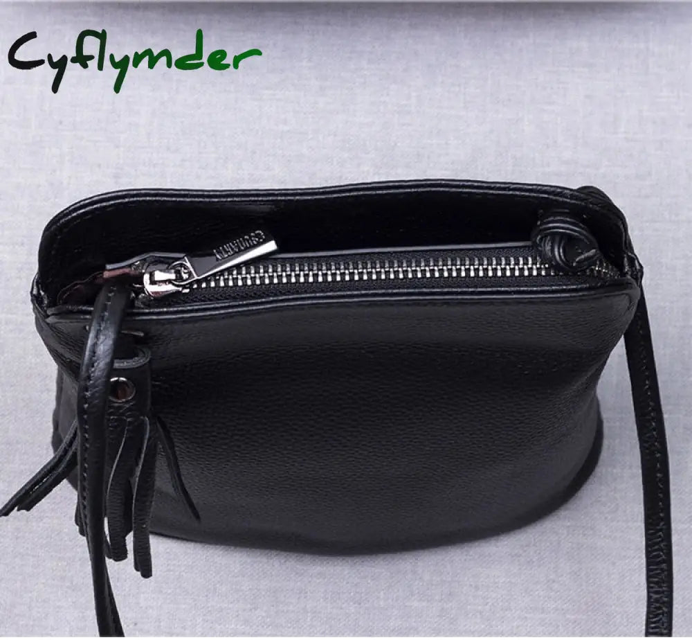 Cyflymder Genuine Leather Tassel Shoulder Bag Women Luxury Purse Ladies Small Crossbody Bags