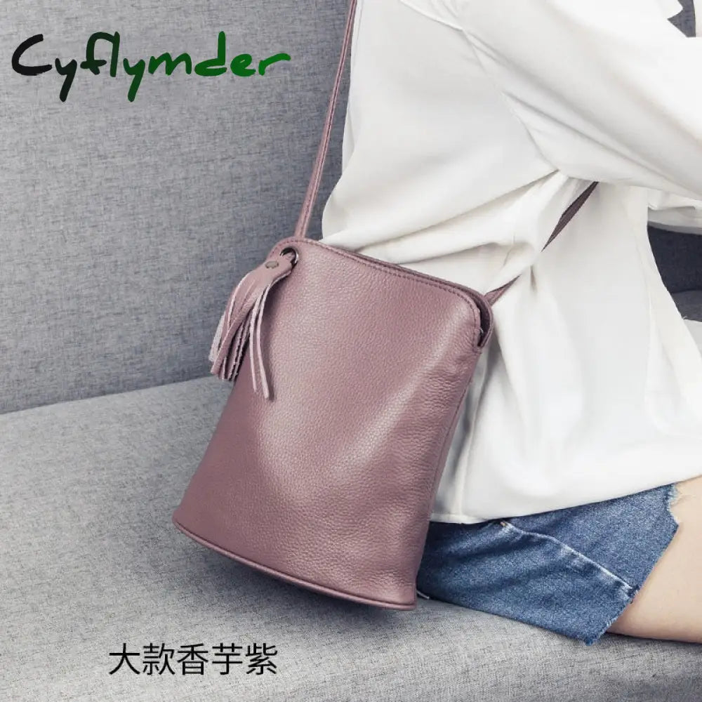 Cyflymder Genuine Leather Tassel Shoulder Bag Women Luxury Purse Ladies Small Crossbody Bags