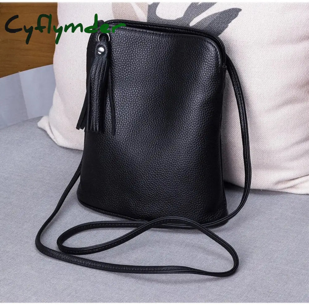 Cyflymder Genuine Leather Tassel Shoulder Bag Women Luxury Purse Ladies Small Crossbody Bags