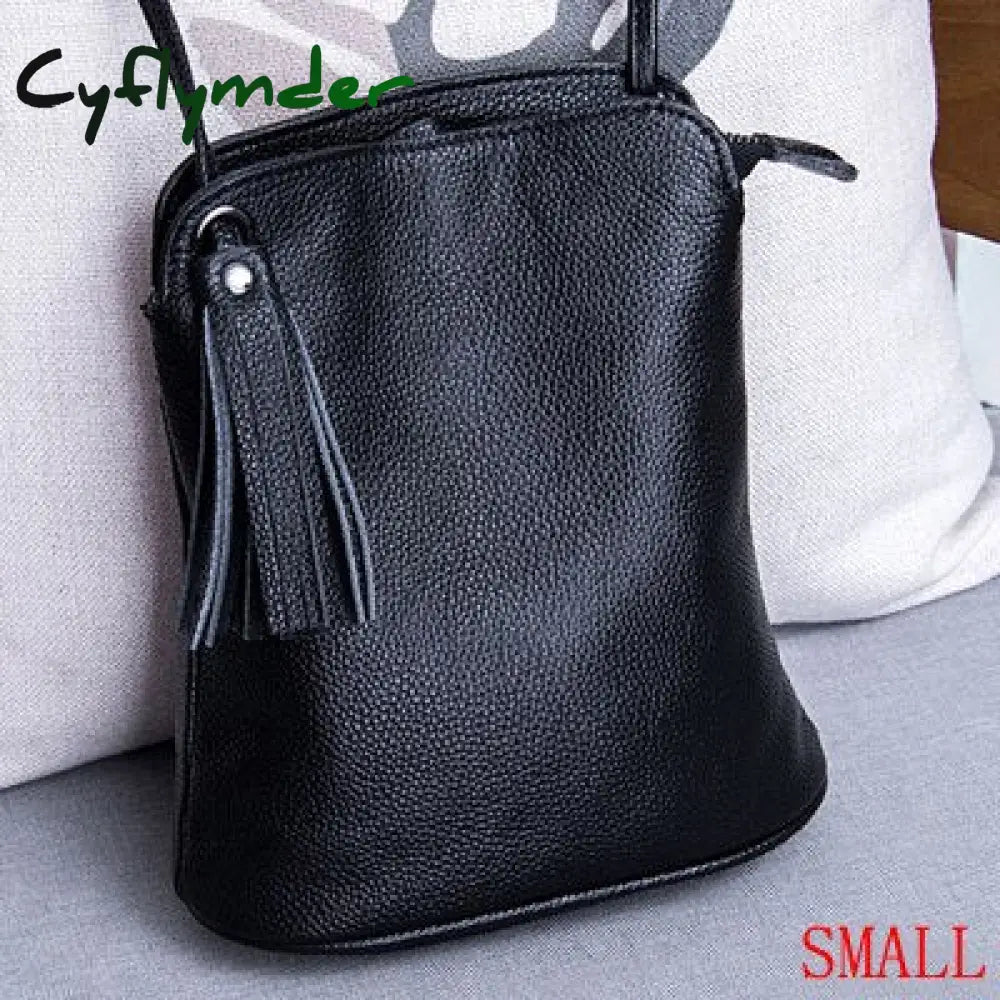 Cyflymder Genuine Leather Tassel Shoulder Bag Women Luxury Purse Ladies Small Crossbody Bags