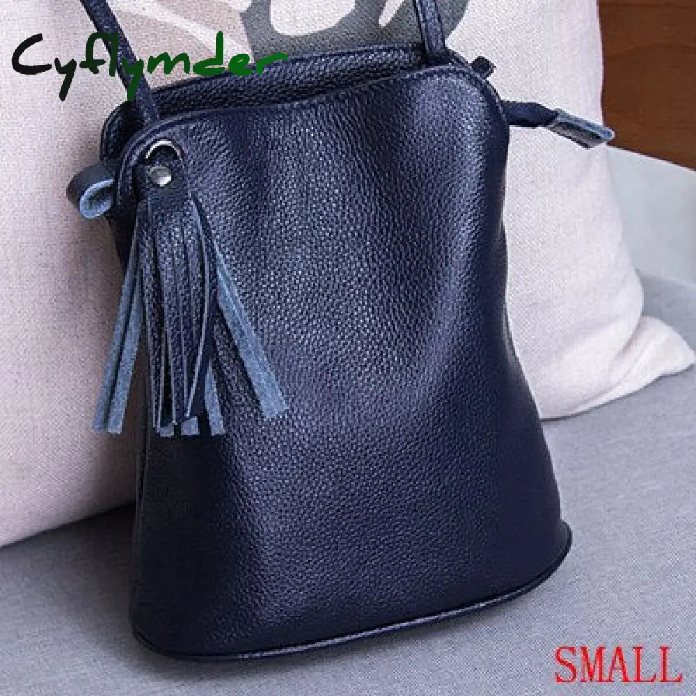 Cyflymder Genuine Leather Tassel Shoulder Bag Women Luxury Purse Ladies Small Crossbody Bags