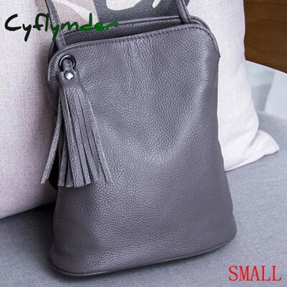 Cyflymder Genuine Leather Tassel Shoulder Bag Women Luxury Purse Ladies Small Crossbody Bags