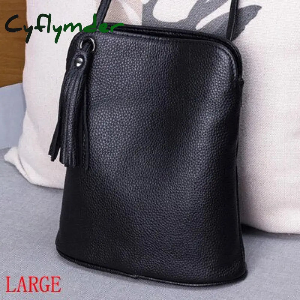 Cyflymder Genuine Leather Tassel Shoulder Bag Women Luxury Purse Ladies Small Crossbody Bags